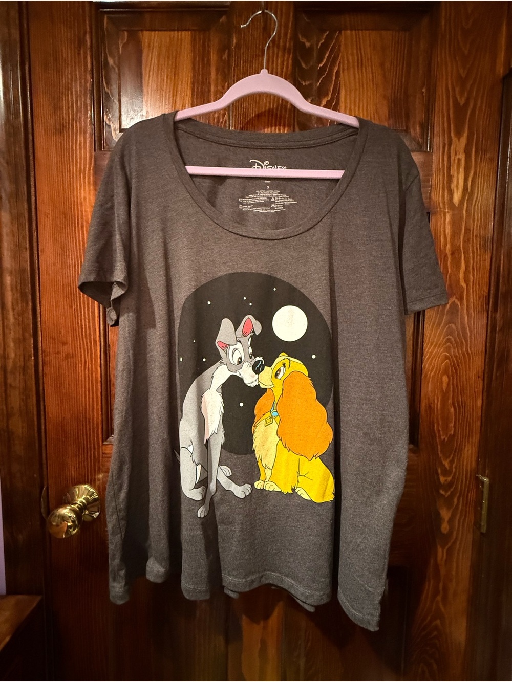 Disney heathered Gray Short Sleeve Tee with Lady & The Tramp Graphic
